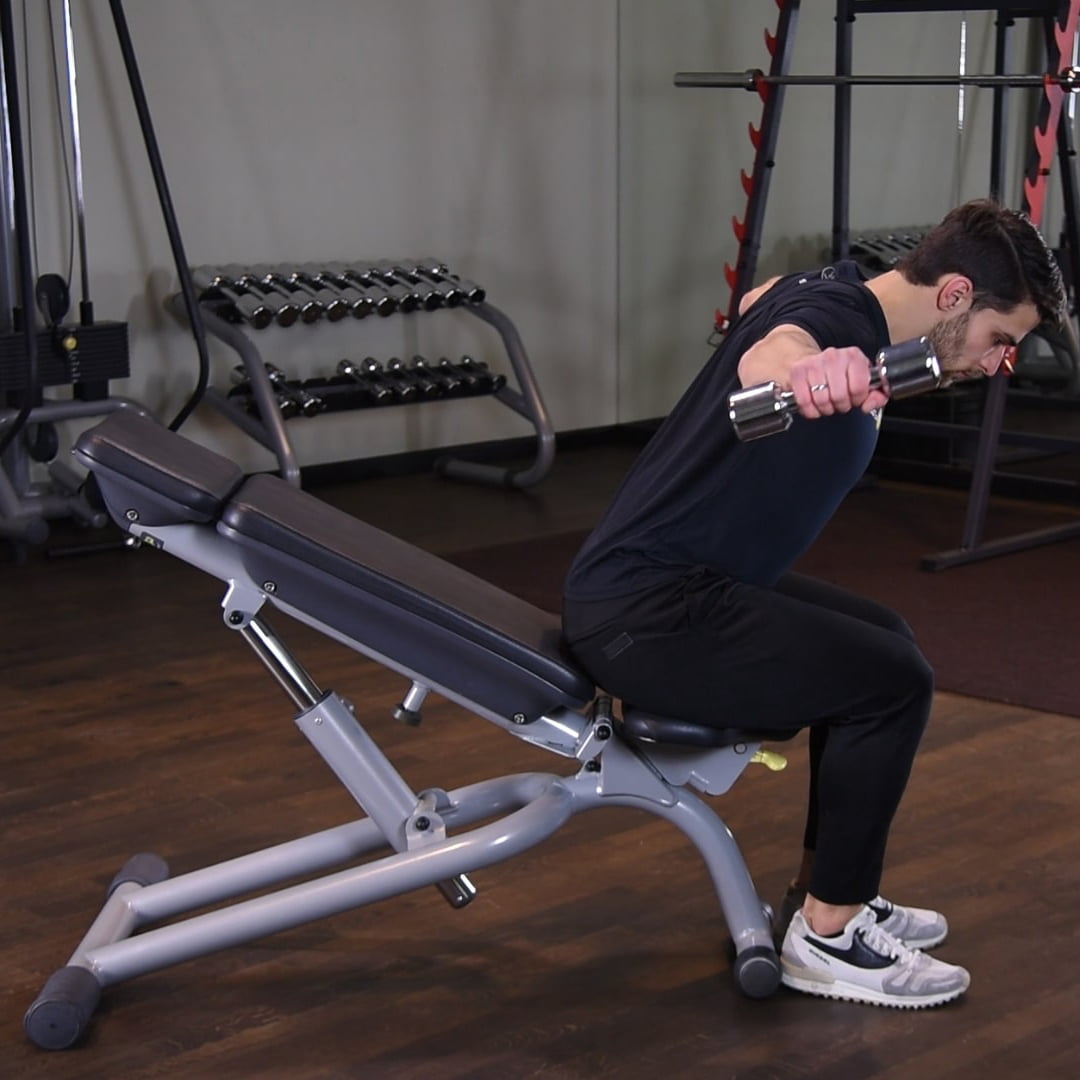 Unoszenie Hantli W Opadzie Tułowia Siedząc