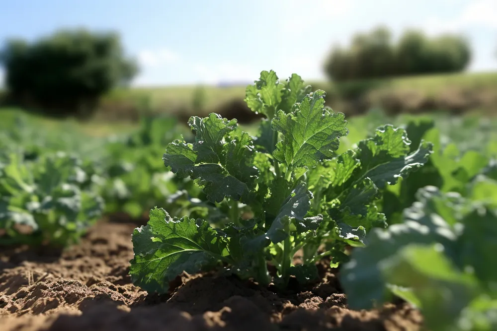 jarmuż rosnący w promieniach słońca
