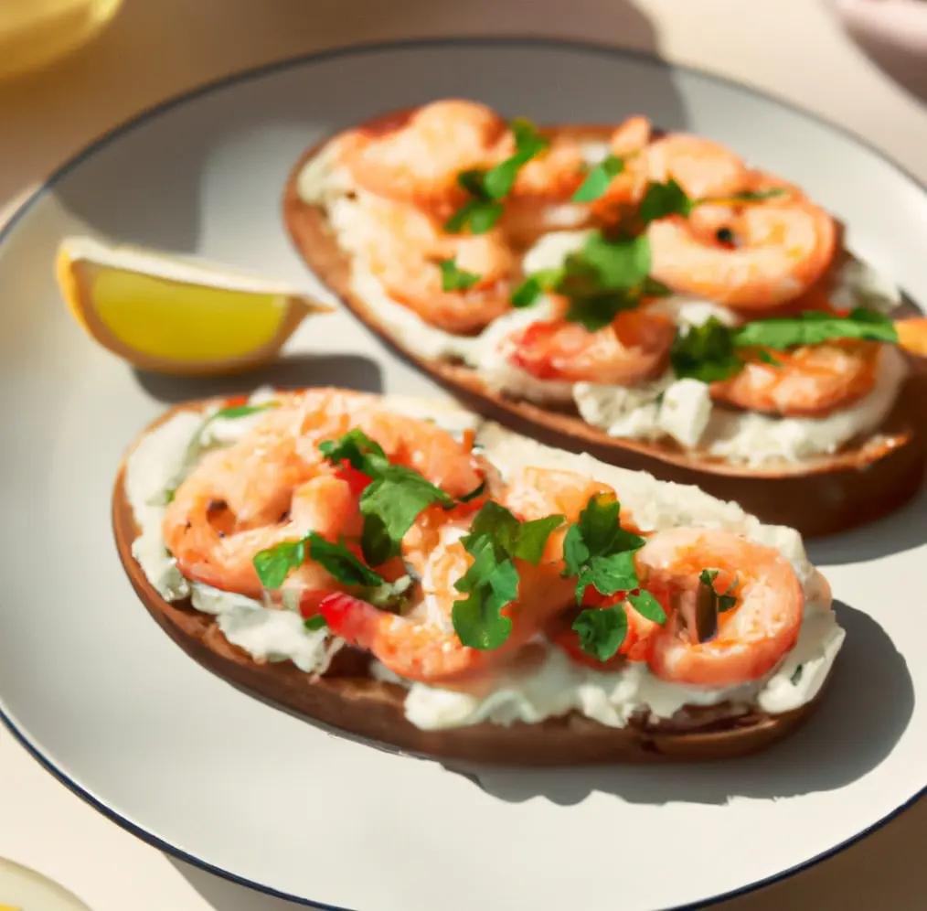 Chrupiące grzanki z krewetkami