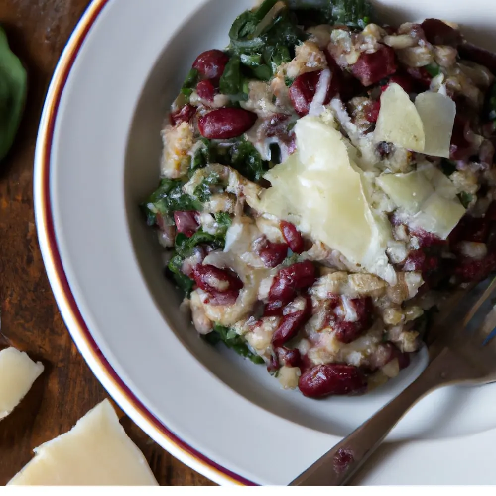 Risotto z fasolą i szpinakiem