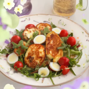 Sałatka z jajkiem i serem halloumi