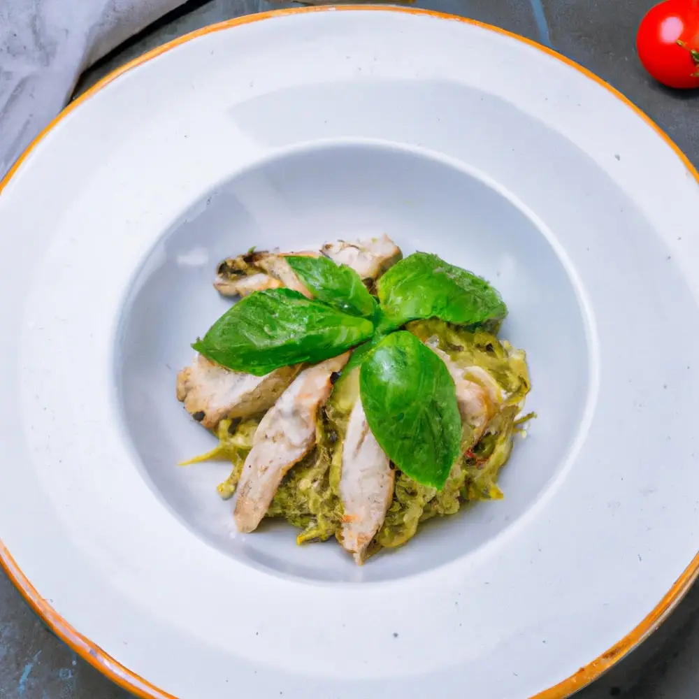 Spaghetti z kurczakiem i pesto z rukoli