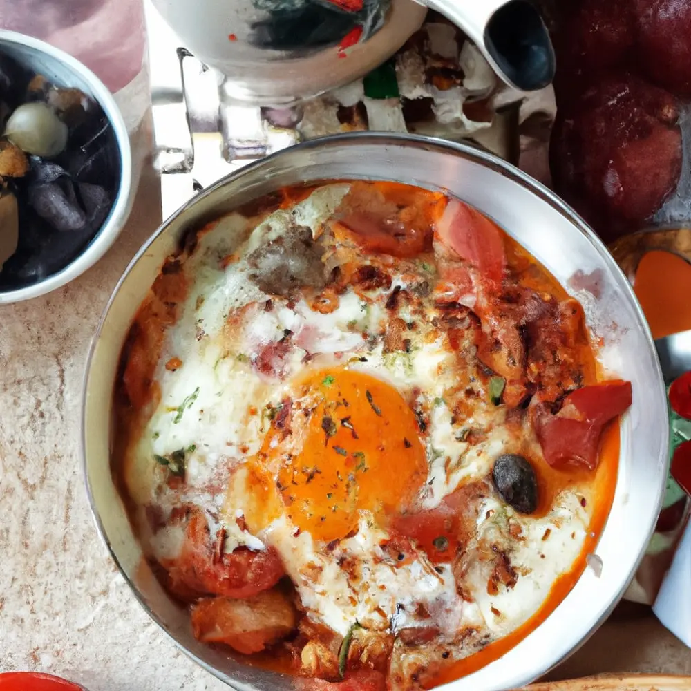 Szakszuka z boczkiem, parmezanem i prażonymi pestkami słonecznika