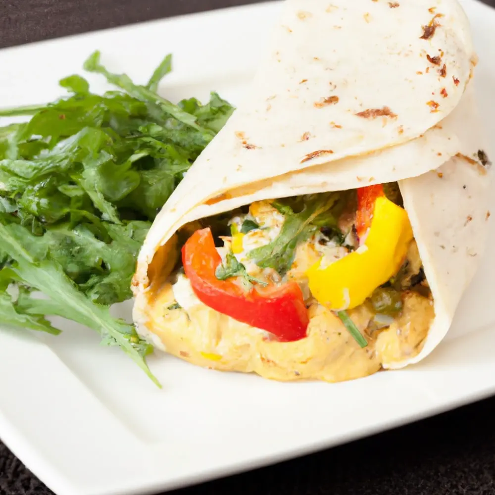 Tortilla z hummusem, tofu i warzywami