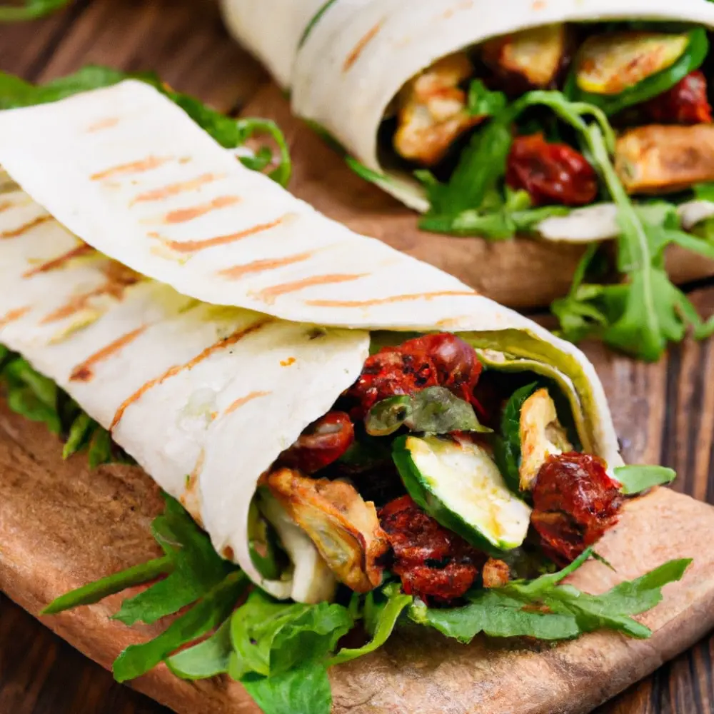 Tortilla z kurczakiem, cukinią i fetą