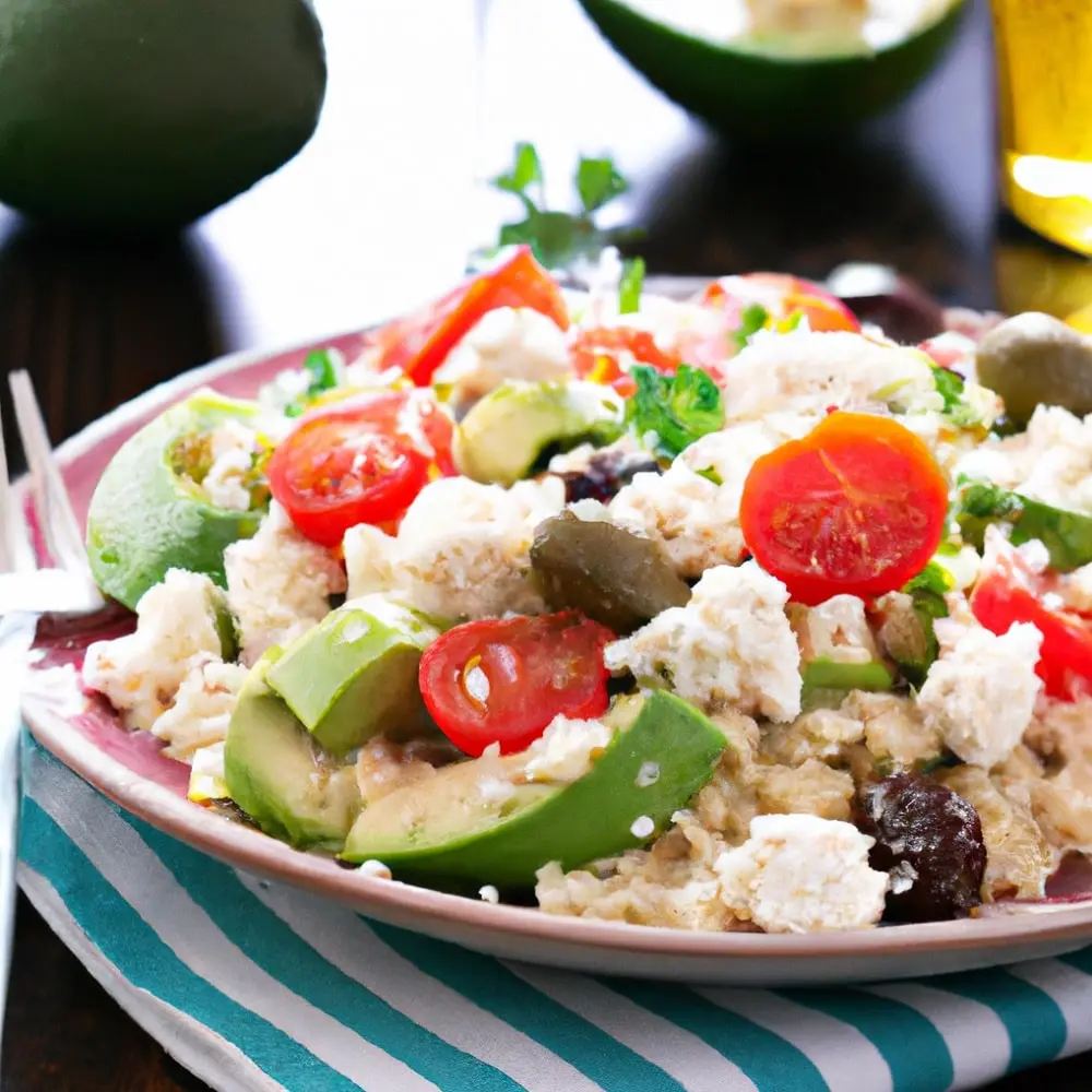 Sałatka z kuskusu z awokado, fetą i pomidorkami koktajlowymi