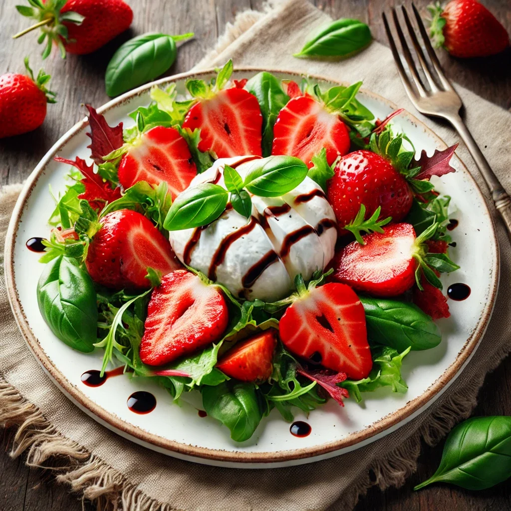 Sałatka z truskawkami i burattą