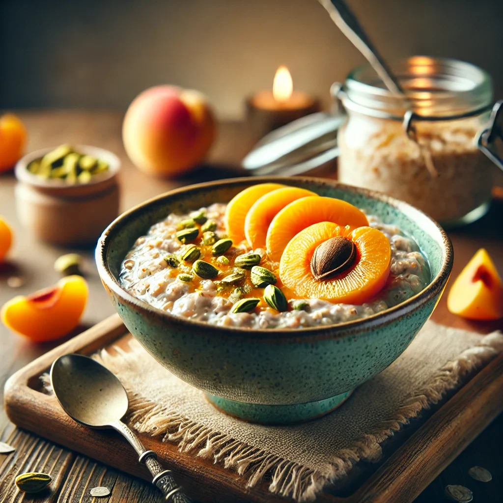 Nocna owsianka z morelami i pistacjami