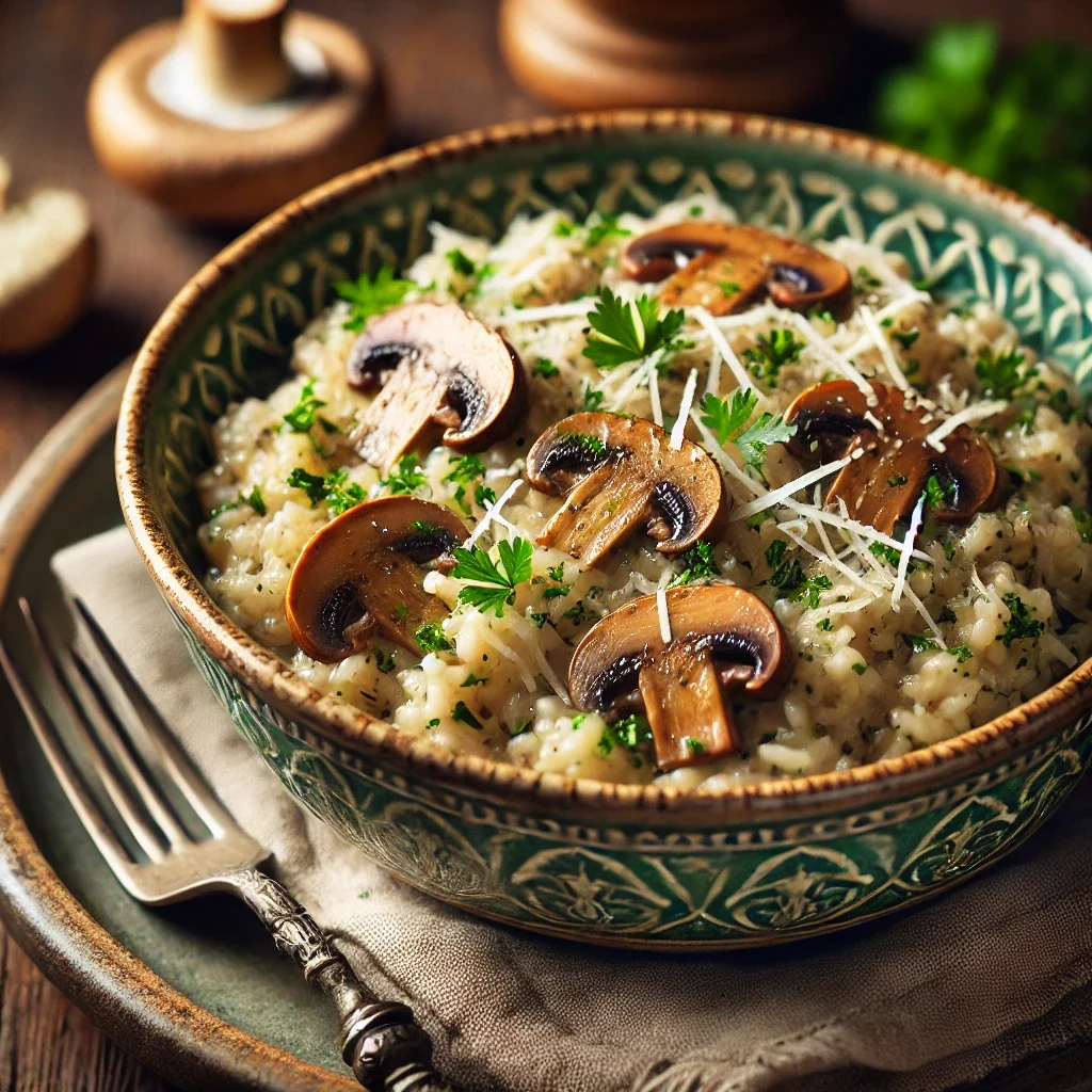 Grzybowe risotto z parmezanem i natką pietruszki