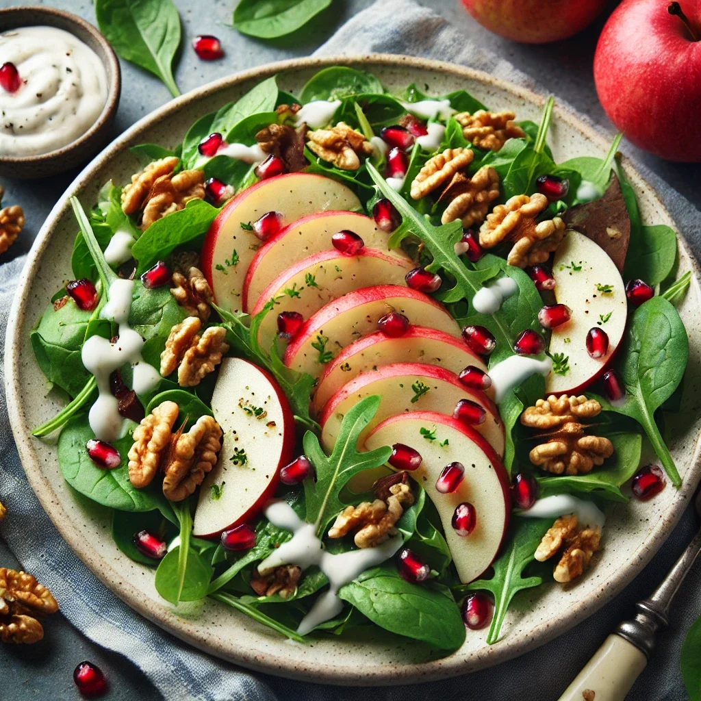 Sałatka z jabłkiem, orzechami i granatem