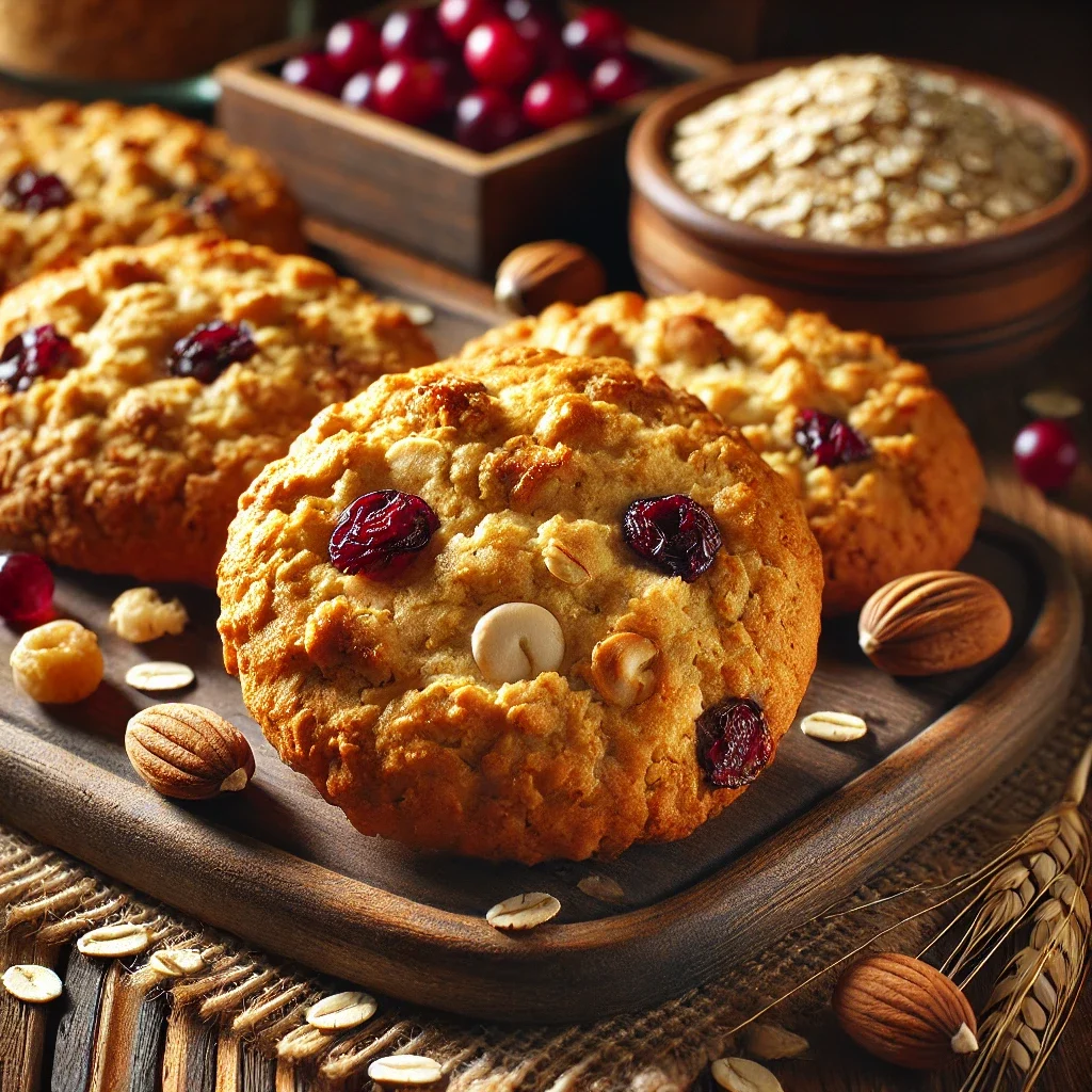 Ciastka owsiane z żurawiną i orzechami