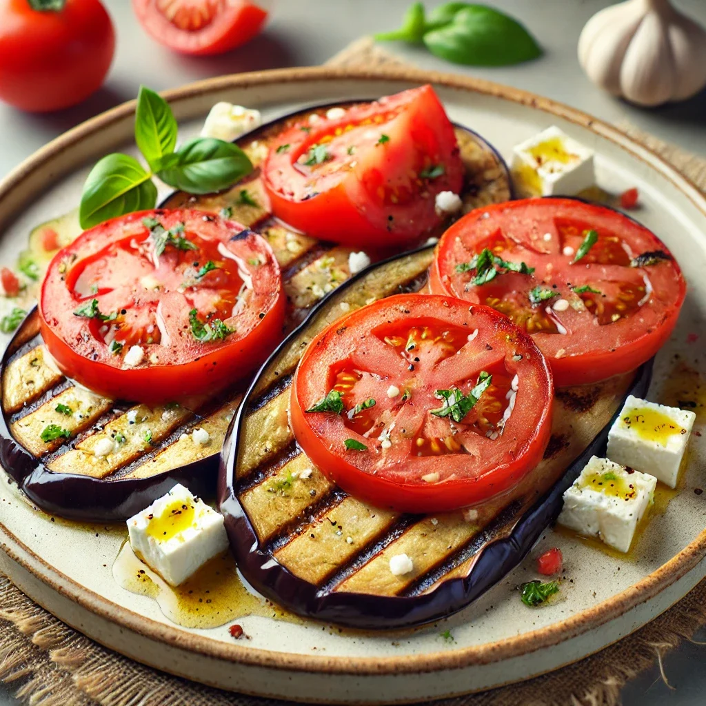 Grillowany bakłażan z fetą i pomidorami