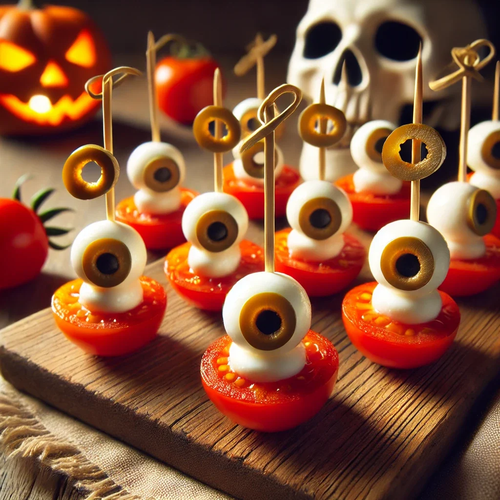 Oczy z pomidorów cherry i oliwek