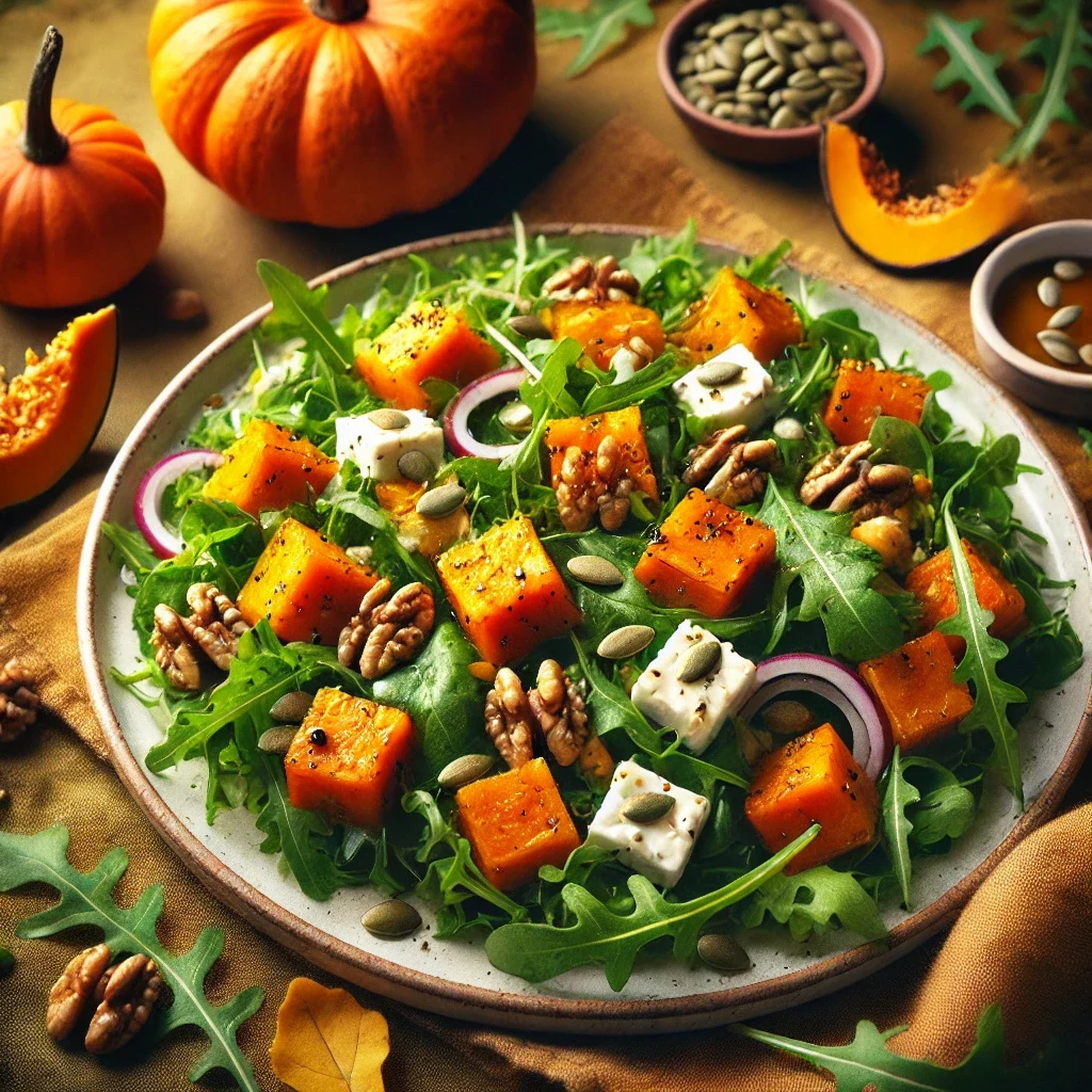 Sałatka z pieczoną dynią i serem feta