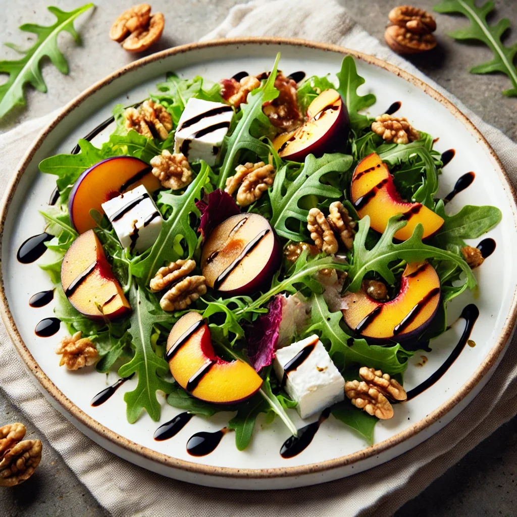 Sałatka z rukolą, kozim serem i śliwkami