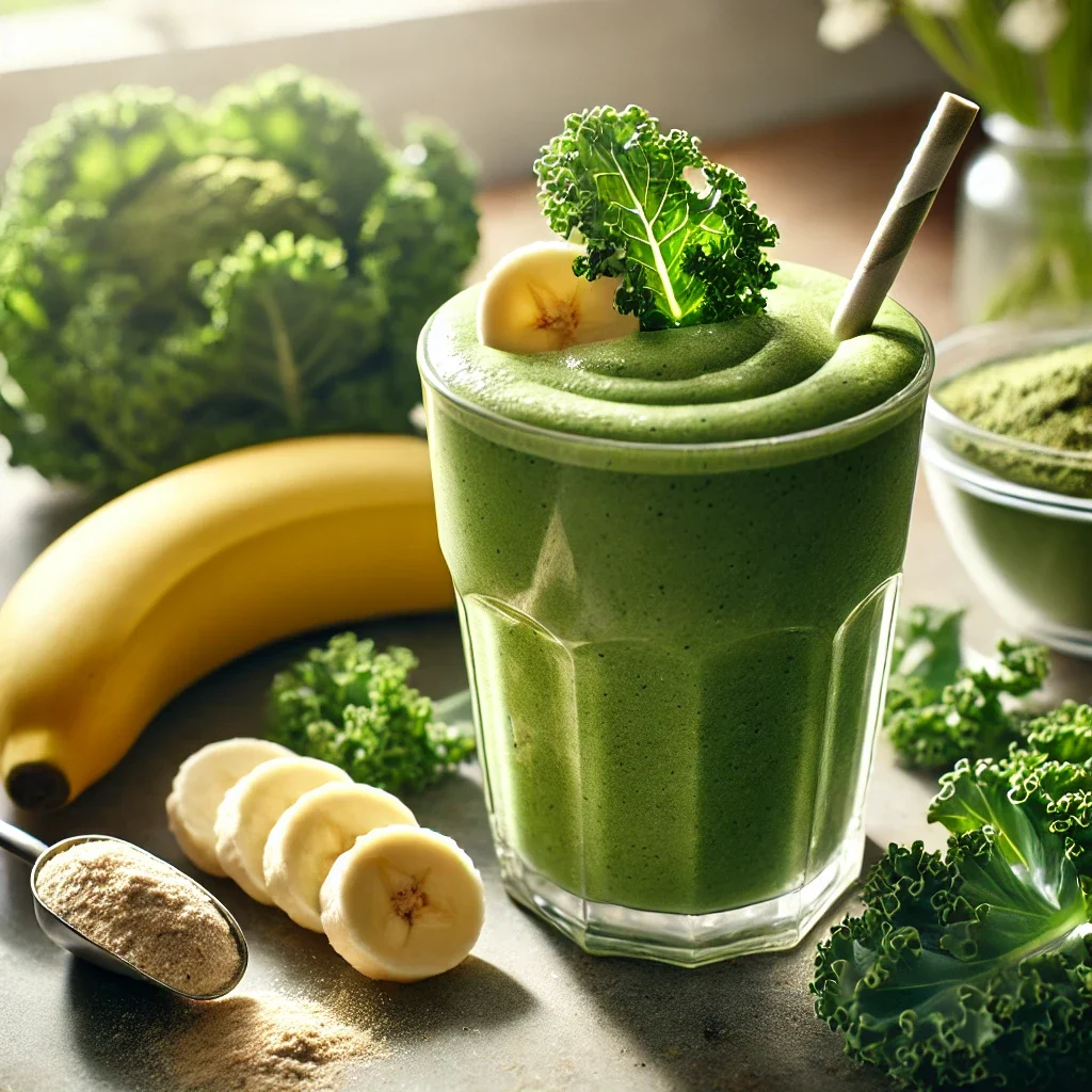 Smoothie białkowe z jarmużem i bananem