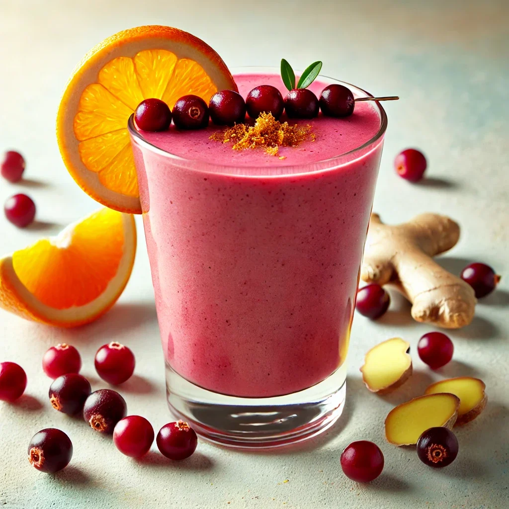 Żurawinowe smoothie z pomarańczą i imbirem