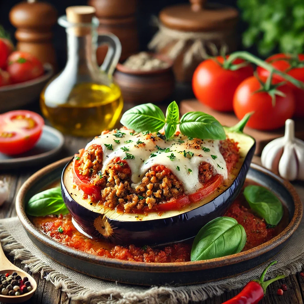 Bakłażan faszerowany mięsem mielonym