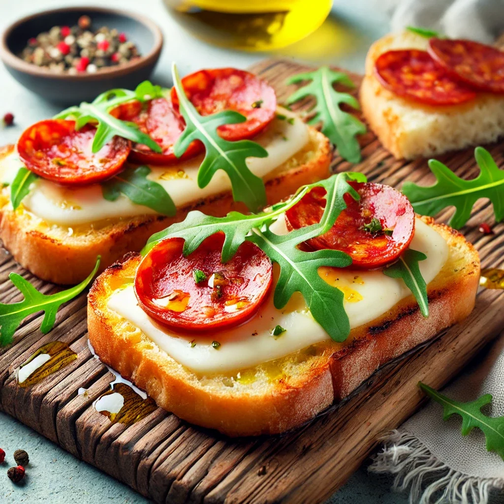 Grzanki z chorizo i mozzarellą