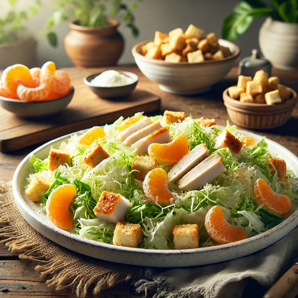 Sałatka z kapustą pekińską, kurczakiem i mandarynką