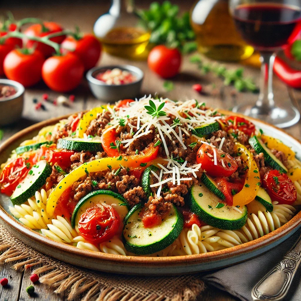 Wołowina mielona po włosku z cukinią i pomidorami