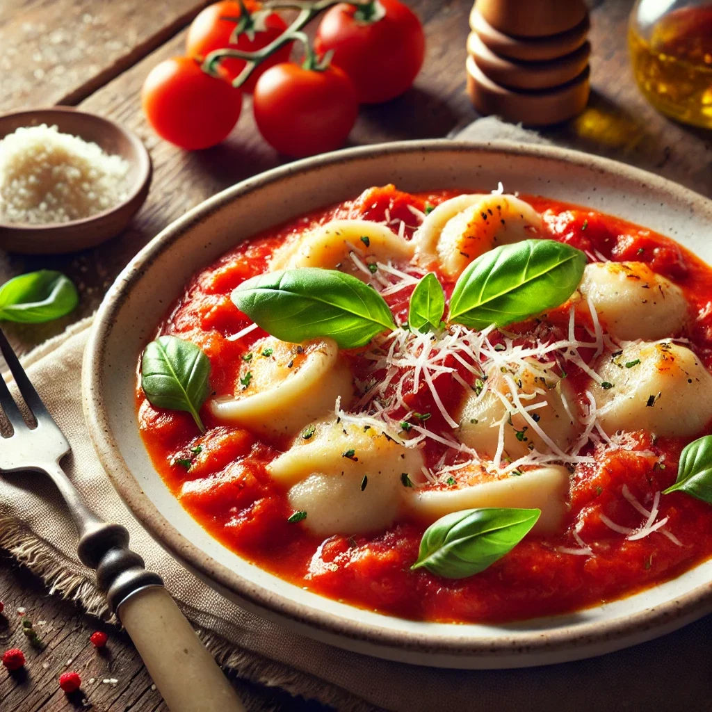 Kluski z ricotty w sosie pomidorowym