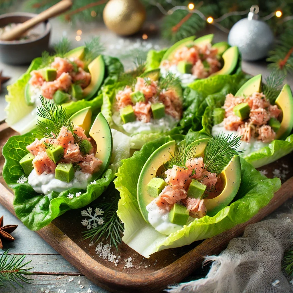 Mini sałatki na liściach sałaty